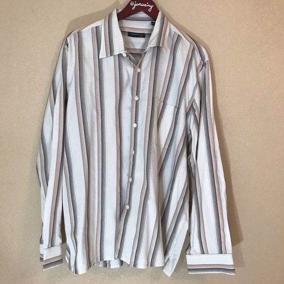Kenneth Cole Other - Neutral tones vertical striped button down shirt
